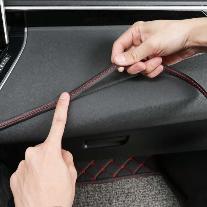 2m Car Center Console Interior Modification Leather Gap Strip(Black Beige)
