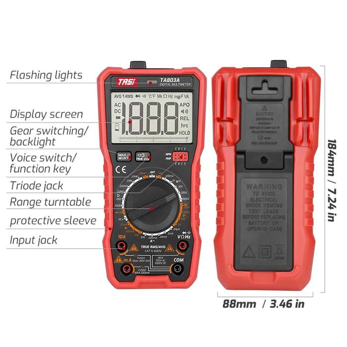 TASI TA803B Digital High Precision Multimeter Digital Display Household Multifunction Electrician Mu