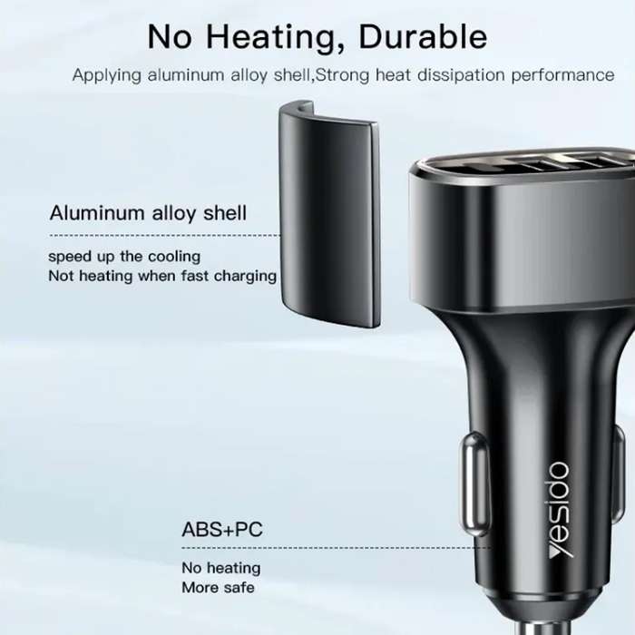 Yesido Y47 49W Double USB+Type-C/USB-C Port Car Fast Charger(Black)
