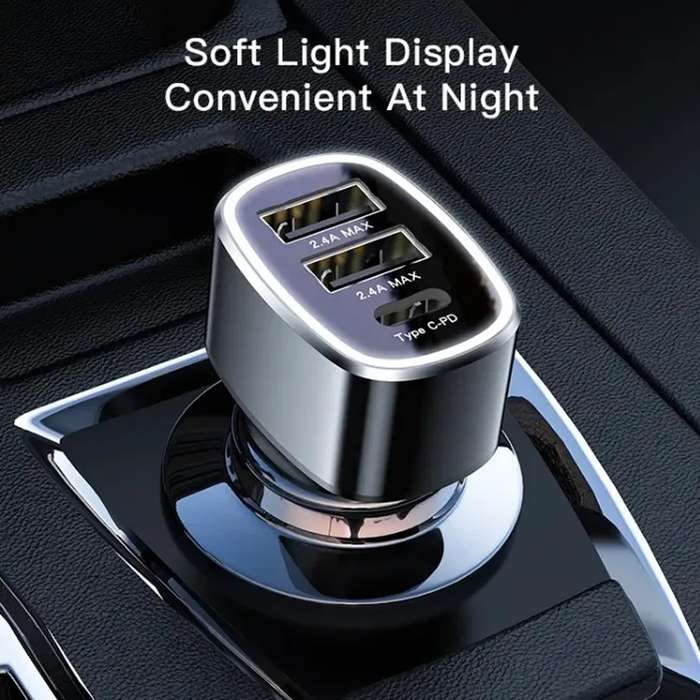 Yesido Y47 49W Double USB+Type-C/USB-C Port Car Fast Charger(Black)