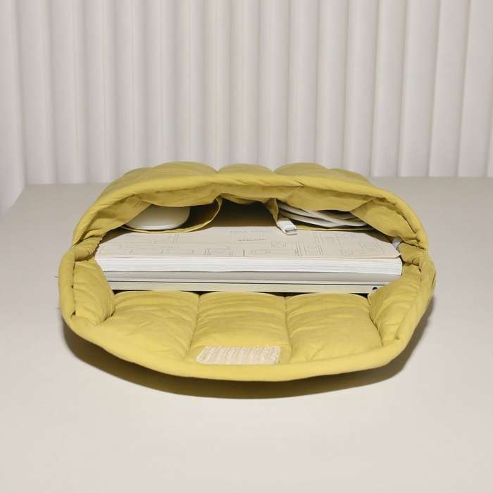 15.6-16 inch Flat Cotton Embroidery Inner Bag Lightweight Space Cotton Protective Case(Yellow Green