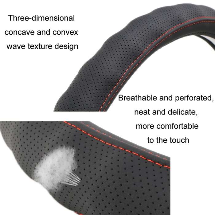 45cm Leather Truck Steering Wheel Cover(Black Line)