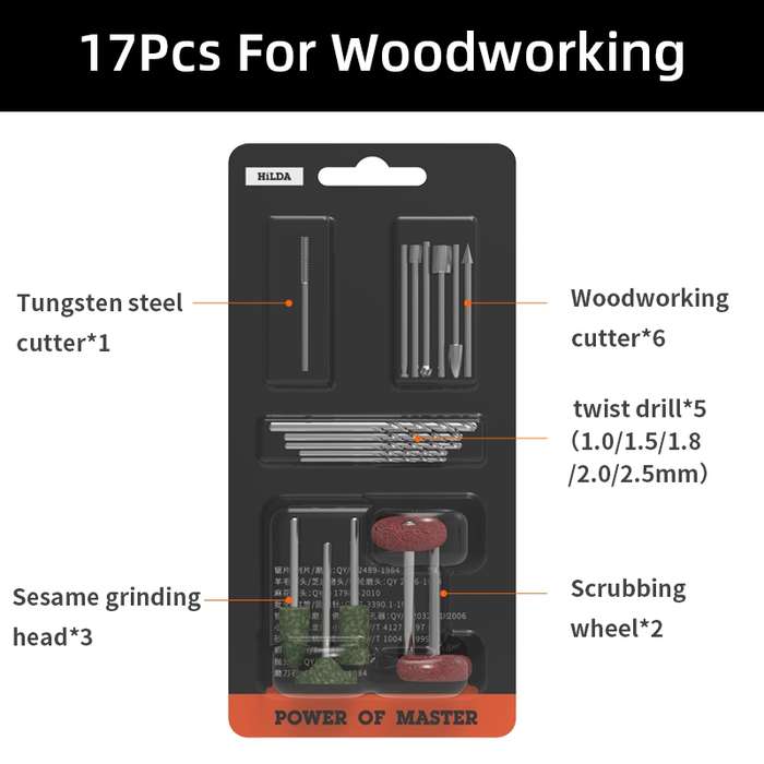 HILDA 17pcs /Set Woodworking Angle Mill Accessories Grinding Accessories Set