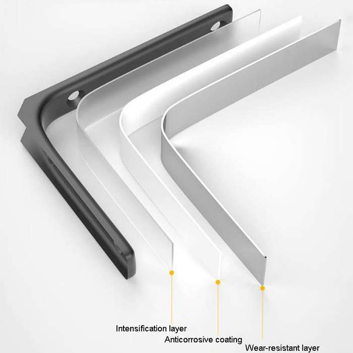 100x100mm Arc Triangle Bracket Stainless Steel I Type Support Holder With Screw(Black)
