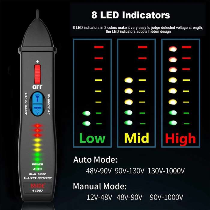BSIDE AVD07 Smart Dual Mode Electric Pen Non-Contact Break-Point Sensing AC Voltage Tester