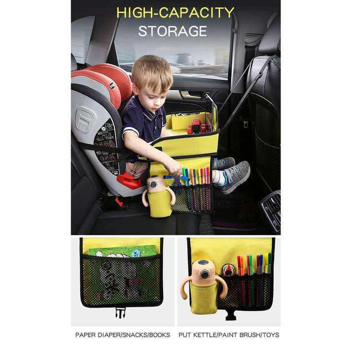 Car Rear Safety Seat Tray Car Multifunctional Folding Storage Table(Night Lion)