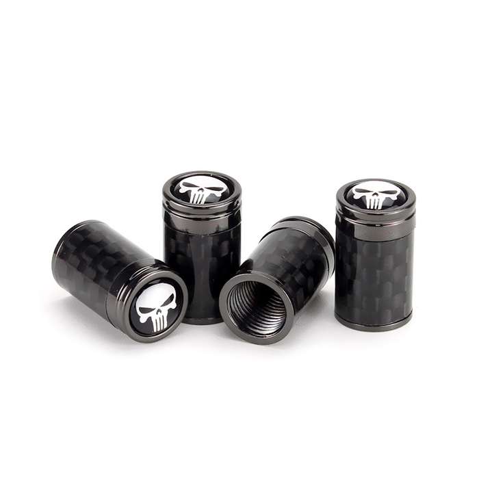 4pcs/Set Real Carbon Fibre Skeleton Tyre Valve Caps(Black)