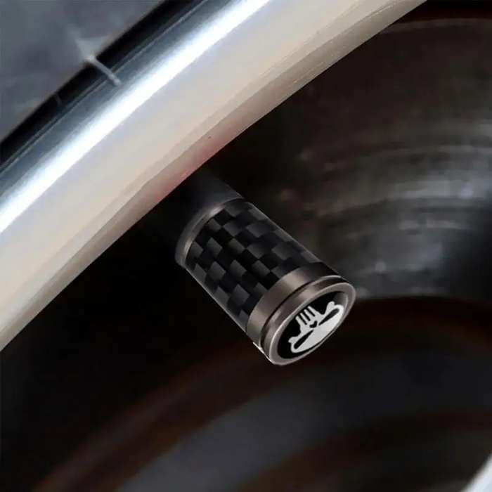 4pcs/Set Real Carbon Fibre Skeleton Tyre Valve Caps(Black)