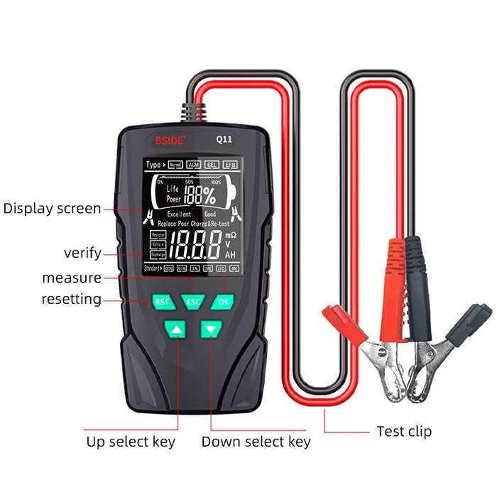 BSIDE Q11 Car Battery Detector 12V/24V Battery Life Capacity Internal Resistance Tester