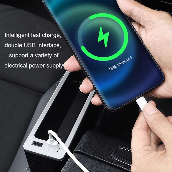 Car Seat Gap Storage Box with 2 USB Charging Port, Color: Co-pilot Red
