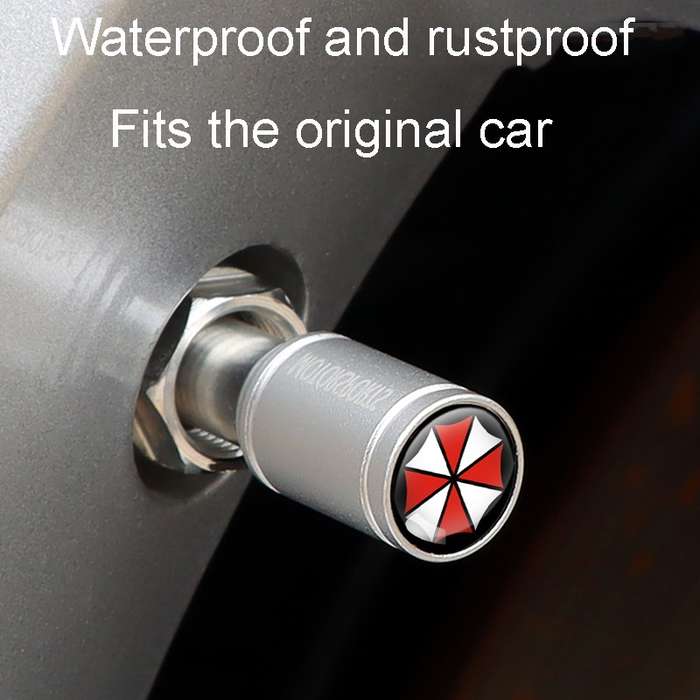 4pcs /Set Umbrella Metal Tire Valve Caps Automobile Universal Modified Valve Covers(Silver)