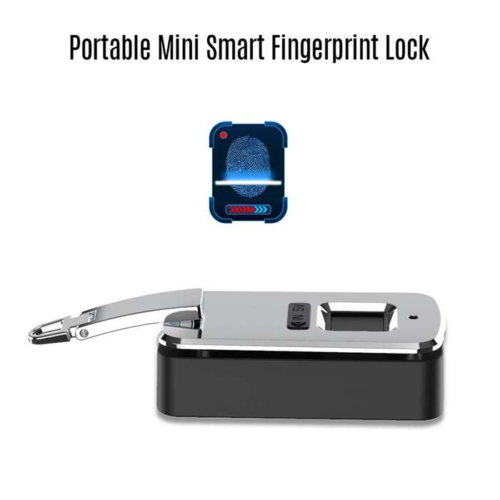 Embedded Luggage Fingerprint Lock USB Charging Super Long Standby Smart Lock(Silver Black)