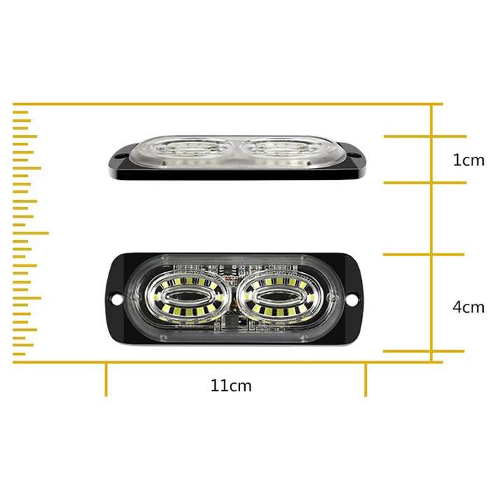 12W Car Side Signal Warning Light 24 LED Strobe Light(Red Blue)