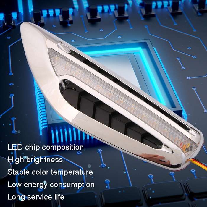 2pcs Car Fender Blade Dynamic Side Marker Lights 12V LED High Bright Daytime Running Lights(Blu