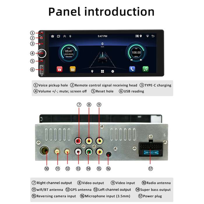 Car Universal Radio Wireless Bluetooth Hands-Free Android Navigation, Memory: 1+32G