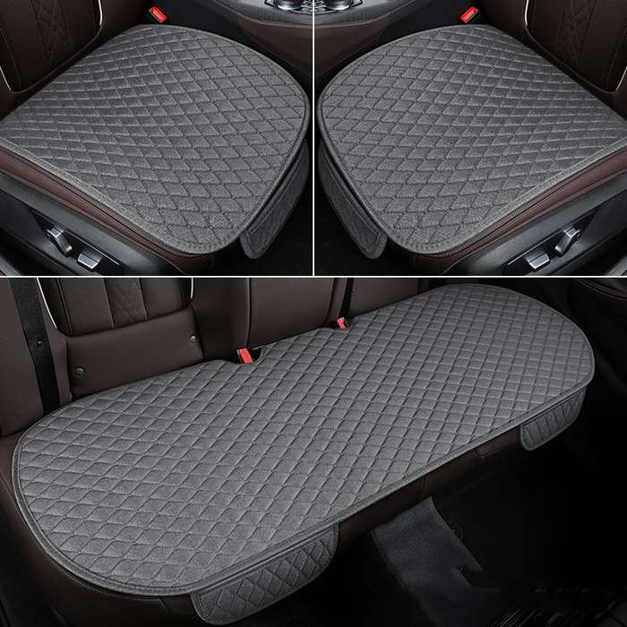 Non-Slip Rhombus Imitation Linen Car Seat Cushion, Color: Gray Back Row
