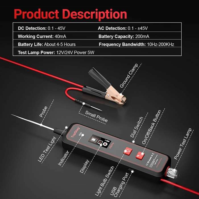 JDiag Mini Circuit Tester AC/DC Detection Multi-function Oscilloscope(P50 Pro)
