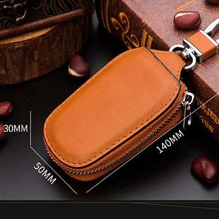 Leather Men Multifunctional Car Key Bag Large Capacity Universal Waist Hanging Key Storage Bag(Brown