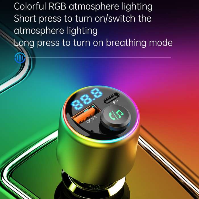 48W Car Bluetooth MP3 Player with Fast Charging(Black)