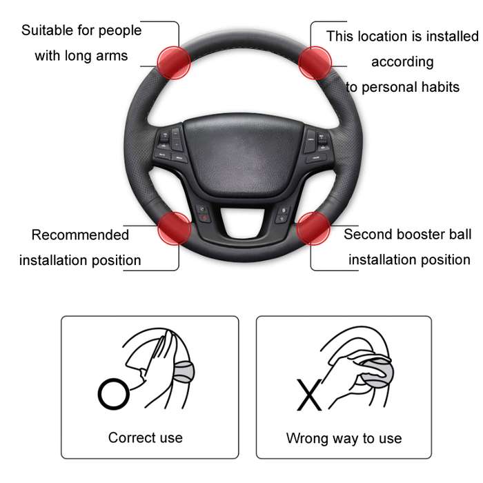 Steering Wheel One-Hand Turning Bearing Type Power-Saving Ball(Black)