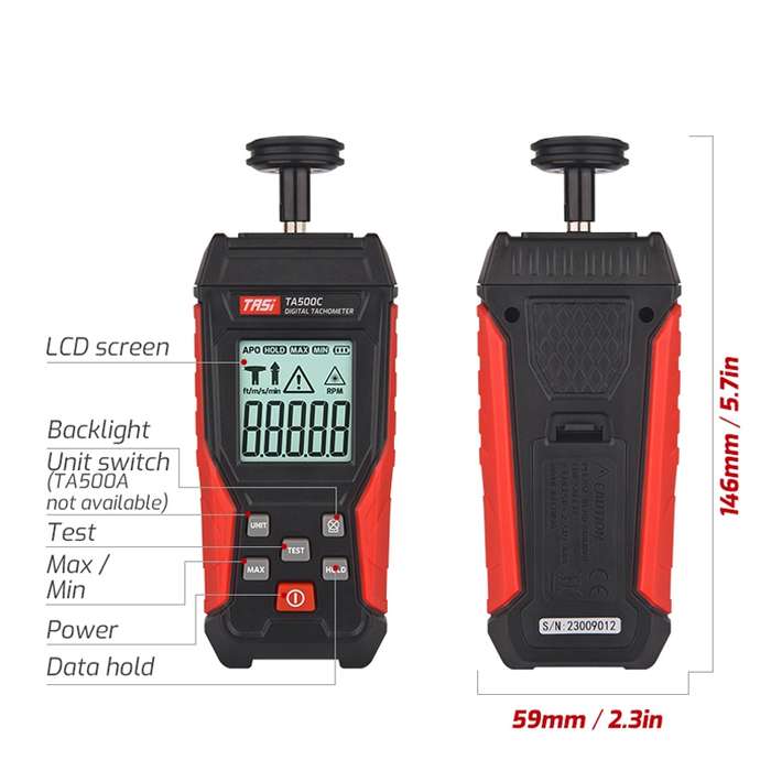 TASI TA500A Optical Measurement Laser Tachometer Digital Display Measuring Speed Meter