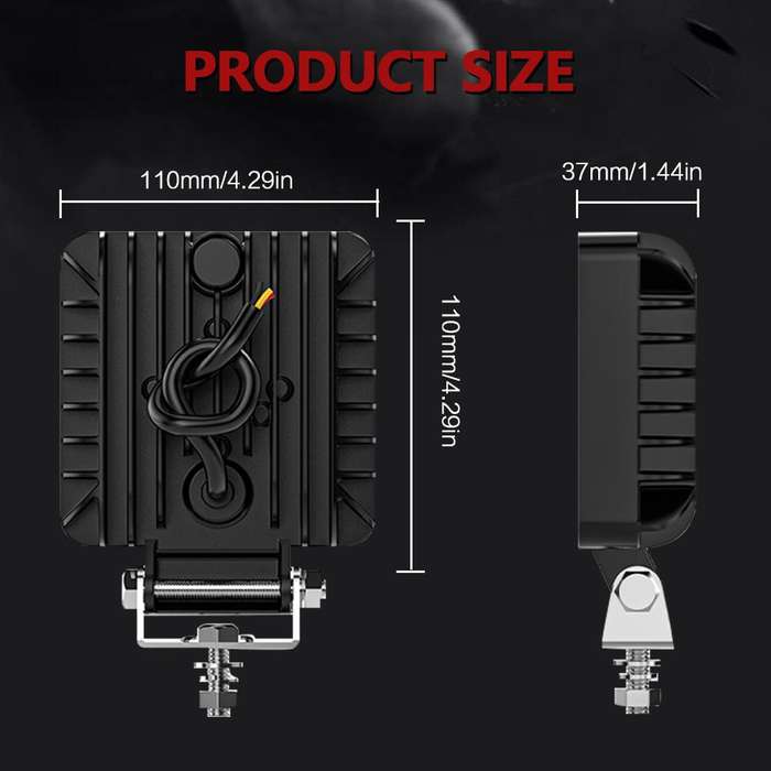 4 Inch Square Mixed Luminous Double Arrow Angel Eye Car Work Light(X4)