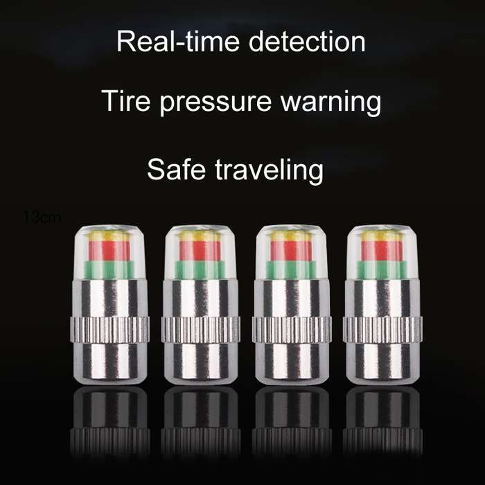 4pcs /Set Vehicle Tire Valve Caps High Precision Tire Pressure Monitoring Warning Cap, Model: Plasti