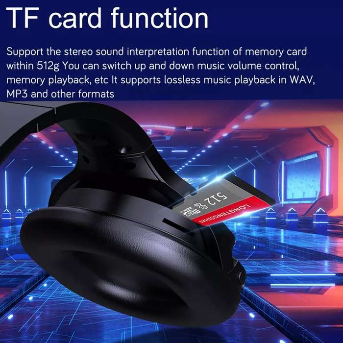 Bamboo Wood Bluetooth Headphones With Built-In Sound Card, TF Card / FM / AUX Support(Black)