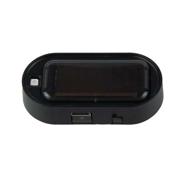 Car Solar Analog Anti-theft Device LED Warning Light(Black Shell Blue Light)