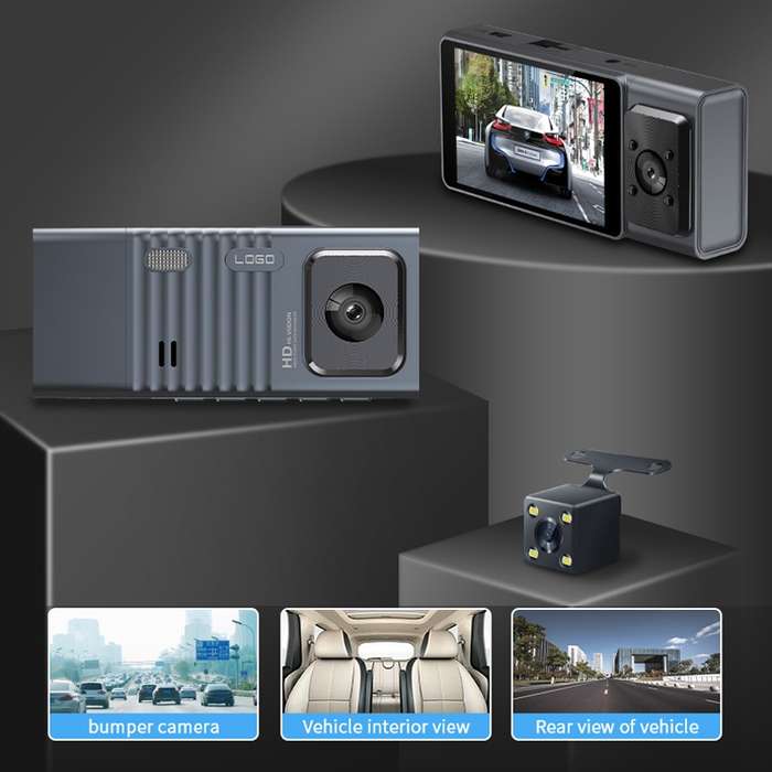3 Camera Lens 3-inch IPS Screen WiFi Car Dash Cam 1080P Night Vision Dash Camera for Cars 64G