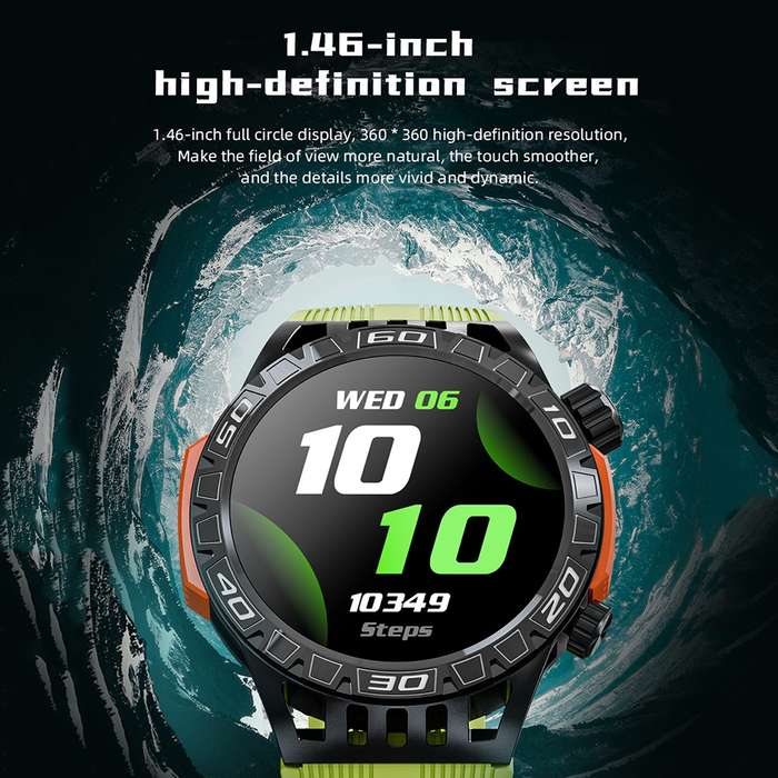 LOKMAT ZEUS6 PRO 1.46-Inch IP68 Waterproof SOS Flashlight Bluetooth Smart Watch(Black)