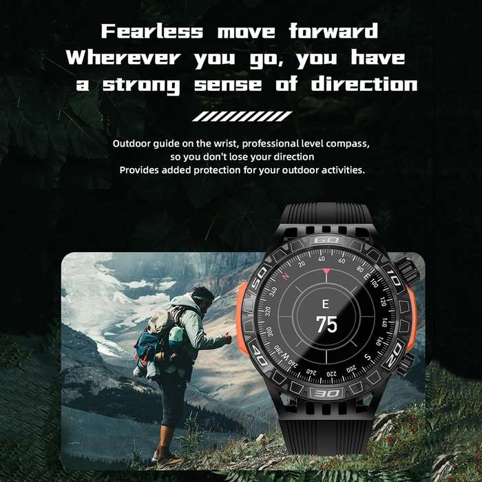 LOKMAT ZEUS6 PRO 1.46-Inch IP68 Waterproof SOS Flashlight Bluetooth Smart Watch(Black)