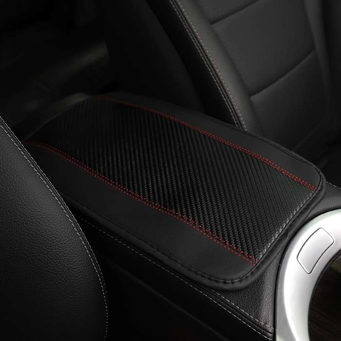 32x19cm PU Carbon Fiber Leather Central Armrest Box Cover Anti-slip Pad(Blue)