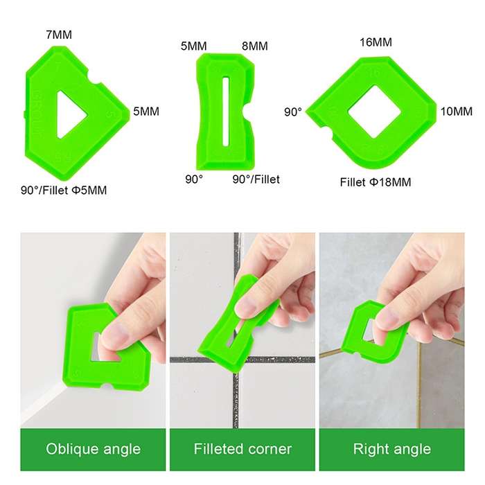 2sets Multifunctional Glue Scraper Silicone Seam Scraper(Green)