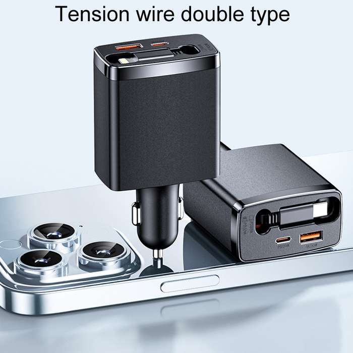 Car Retractable Charger One To Three Automobile Cigarette Lighter, Interface: Type-C