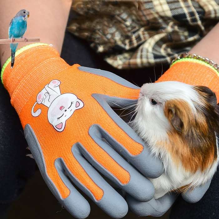 1pair TPE Children Cartoon Gloves Hamster Parrot Anti-scratch Bite Student Gardening Protective