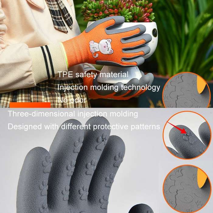 1pair TPE Children Cartoon Gloves Hamster Parrot Anti-scratch Bite Student Gardening Protective