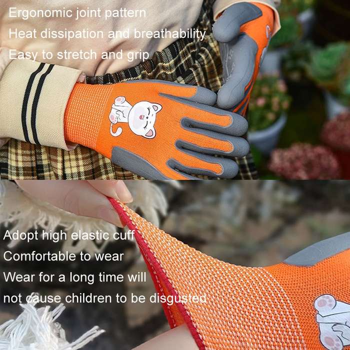 1pair TPE Children Cartoon Gloves Hamster Parrot Anti-scratch Bite Student Gardening Protective