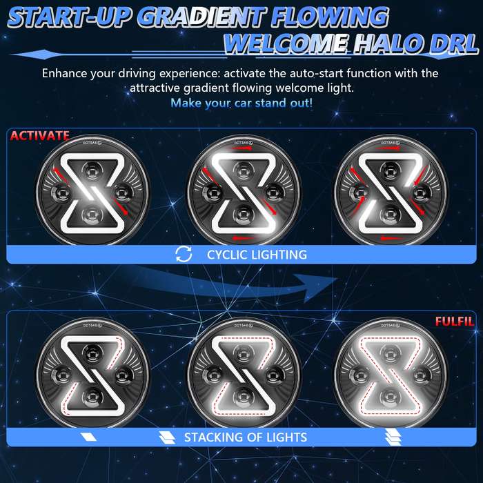 7 Inch 8-shaped Gradient Angel Eye Car Headlights For Wrangler(R15)