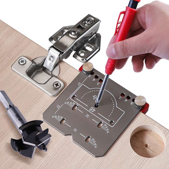 4pcs / Set 35mm Hinge Drilling Locator Hinging Hole Punching Auxiliary Tool, Color: Red