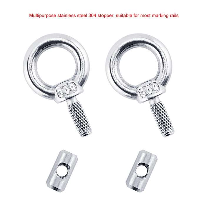 RV Sunshade 304 Stainless Steel Slide Rail Ring, Specifications: 2pcs M4 Ring + Cylinder + Silver Cl