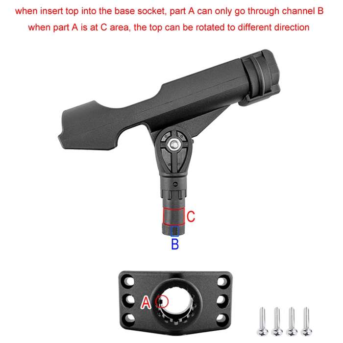 Boat Kayak 360 Degree Adjustable Fishing Rod Holder(235MM)