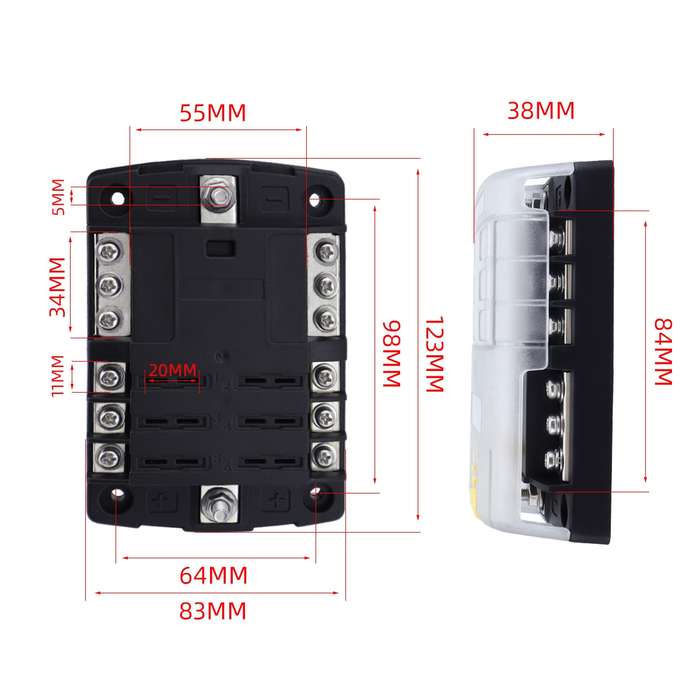 6-Way LED Indicator Fuse Box Socket For RV And Yacht, Set: Configuration 1