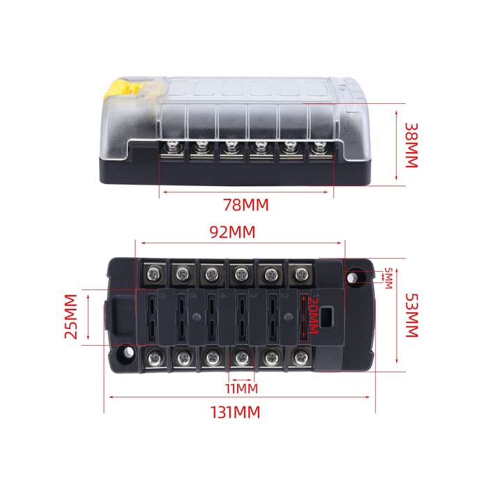 6-Way Plug-In Insulated Cover Fuse Box For Cars Yachts, Set: Enhanced Version B