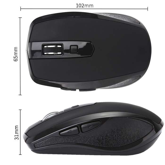 6-Keys Type-C/USB-C Laptop Office Game Silent Wireless Mouse(Black)