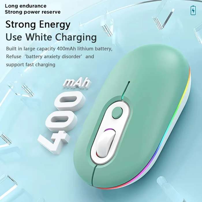 Rechargeable Illuminated Silent Wireless Mouse, Style: 2.4G+Bluetooth Green