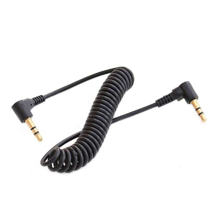 3.5mm Stereo Car Audio Cable PU Gold-plated Elbow Spring Cable(Male To Male)