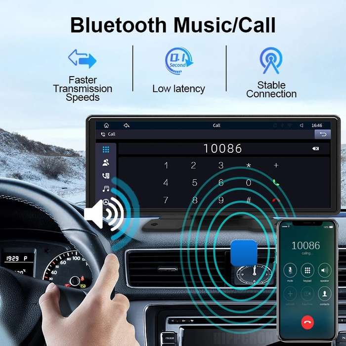 10.26 Inch Car Multimedia Display Supports Carplay/Android Auto Screen Mirroring(Display+ Camera)