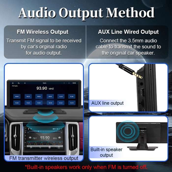 10.26 Inch Car Multimedia Display Supports Carplay/Android Auto Screen Mirroring(Display+ Camera)