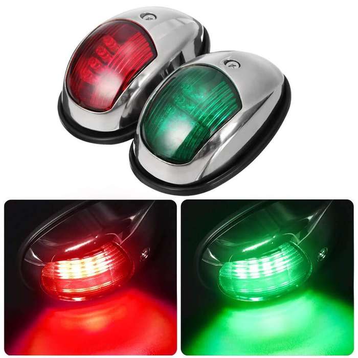 Marine Navigation Warning Light Signal LED Yacht Light, Color: Silver Shell Green